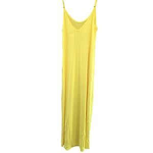 Comfy Yellow Jersey Dress with Pockets - Flowy Style